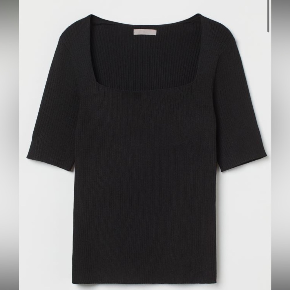H&M Black Square Neck Top